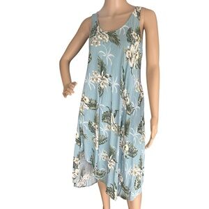 Hawaii Station Floral Rayon Tank Dress Made in Hawaii Blue Tropical One Size